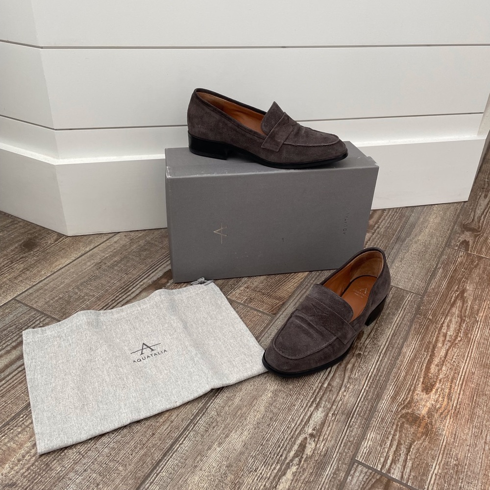 Aquatalia Sharon Pebbled Suede loafer